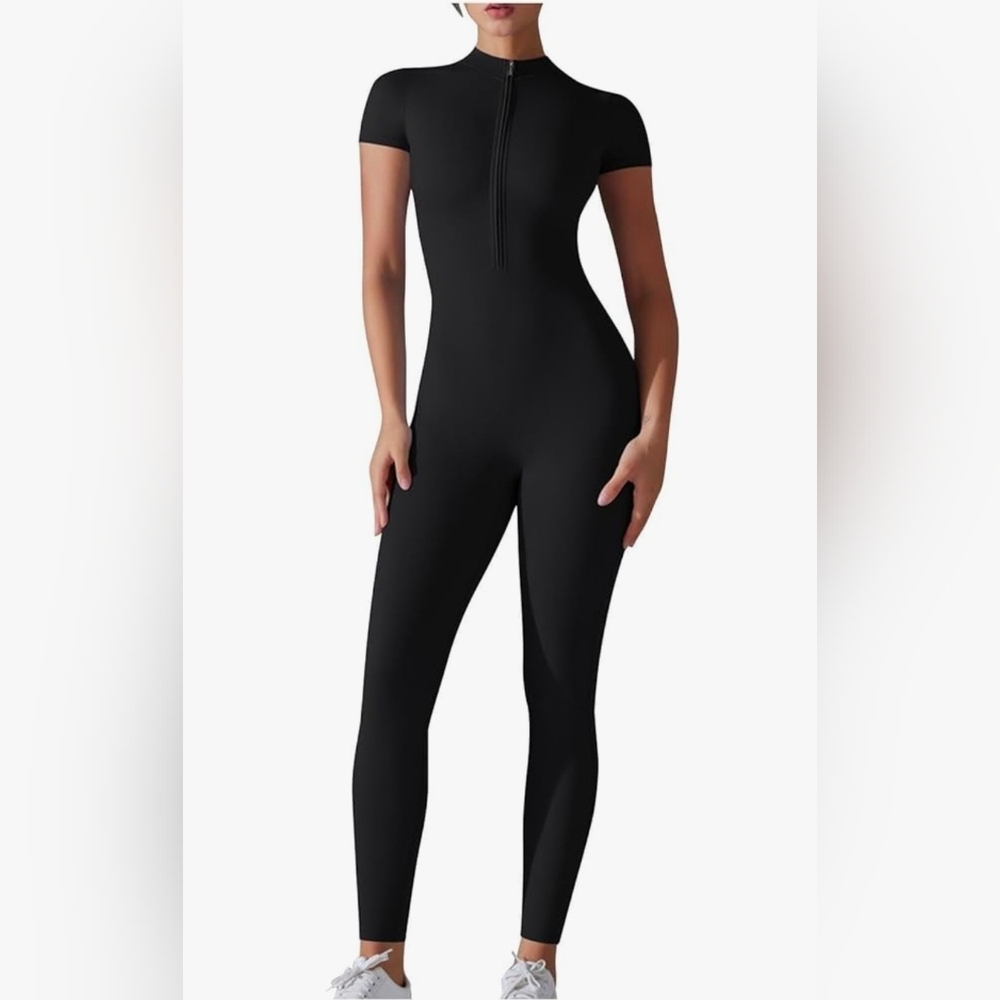 Yoga Jumpsuit Zip Up Bodysuits Workout Romper Unitards Bodycon Sexy One Piece